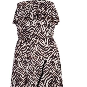 Animal print hi low dress, strapless